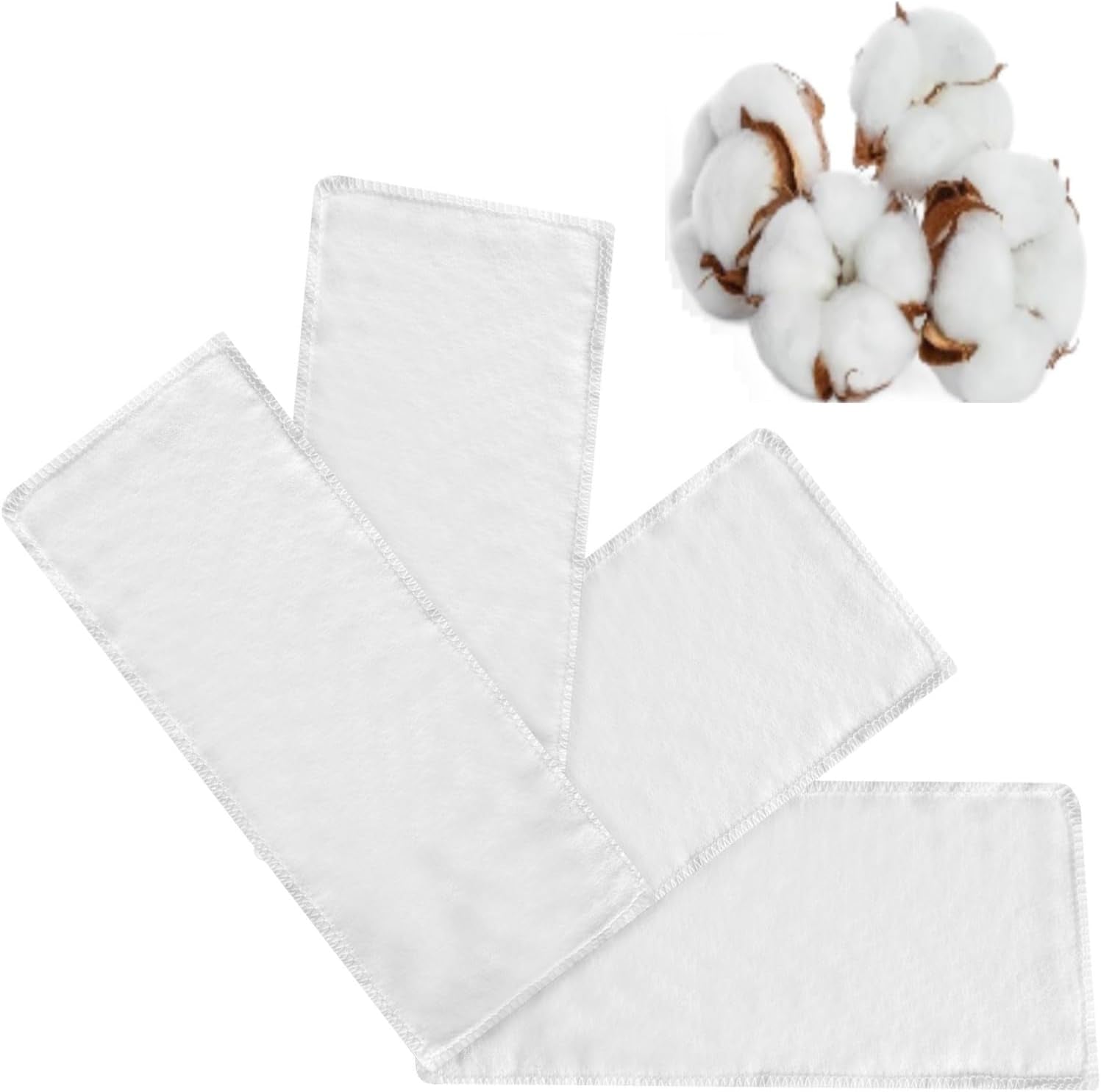4 Pack Small Organic Cotton Flannel Inserts for Castor Oil Pack Wrap, Reusable Washable Castor Oil Compress Pads for Eyes, Neck, Elbow, Knee & Belly Button